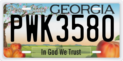 GA license plate PWK3580