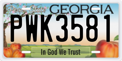 GA license plate PWK3581