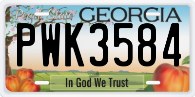 GA license plate PWK3584