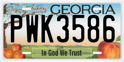 GA license plate PWK3586
