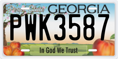 GA license plate PWK3587