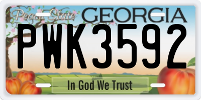 GA license plate PWK3592