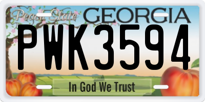 GA license plate PWK3594