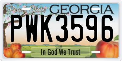 GA license plate PWK3596