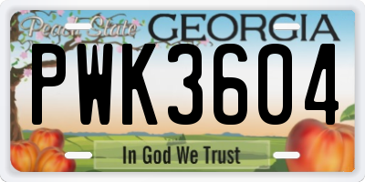 GA license plate PWK3604
