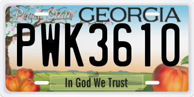 GA license plate PWK3610