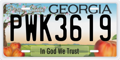 GA license plate PWK3619
