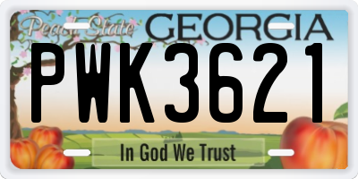GA license plate PWK3621