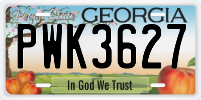 GA license plate PWK3627