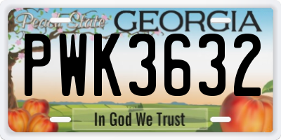 GA license plate PWK3632