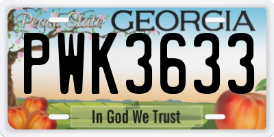 GA license plate PWK3633
