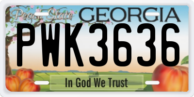 GA license plate PWK3636