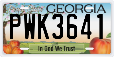 GA license plate PWK3641