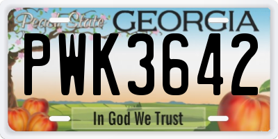 GA license plate PWK3642