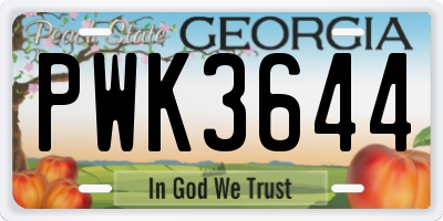 GA license plate PWK3644