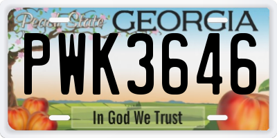 GA license plate PWK3646