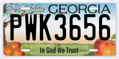 GA license plate PWK3656