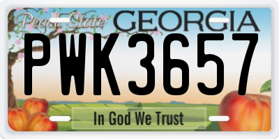 GA license plate PWK3657