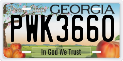 GA license plate PWK3660