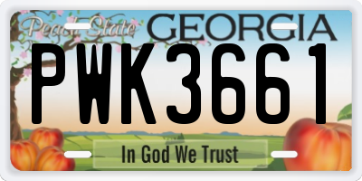 GA license plate PWK3661