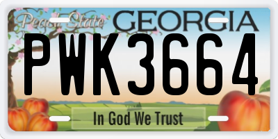 GA license plate PWK3664