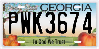GA license plate PWK3674