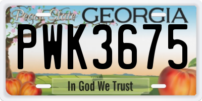GA license plate PWK3675