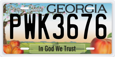 GA license plate PWK3676