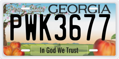 GA license plate PWK3677
