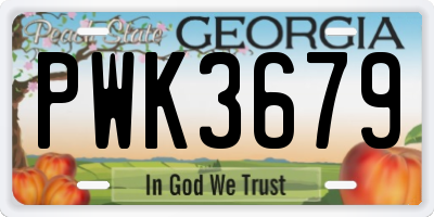 GA license plate PWK3679