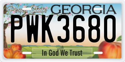 GA license plate PWK3680