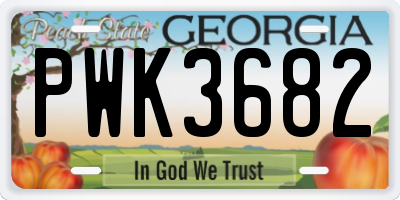 GA license plate PWK3682