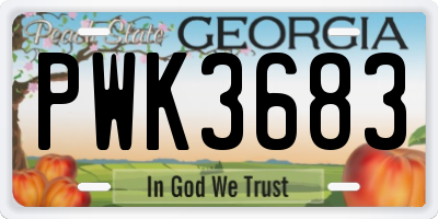 GA license plate PWK3683