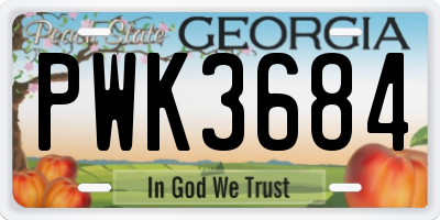 GA license plate PWK3684