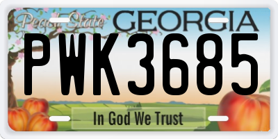 GA license plate PWK3685