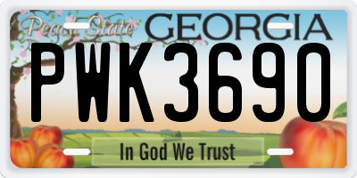 GA license plate PWK3690
