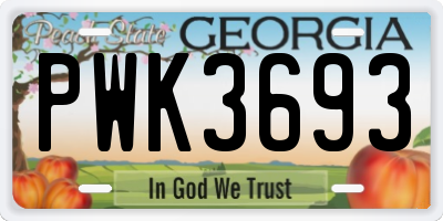 GA license plate PWK3693
