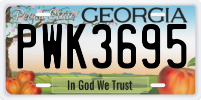 GA license plate PWK3695