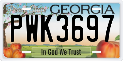 GA license plate PWK3697