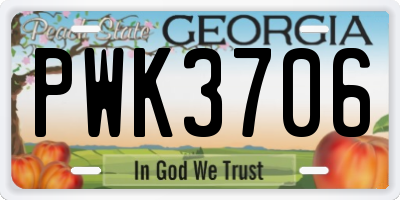 GA license plate PWK3706