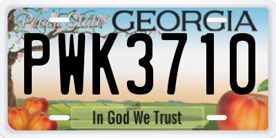 GA license plate PWK3710