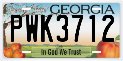 GA license plate PWK3712
