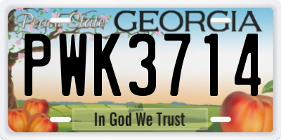 GA license plate PWK3714