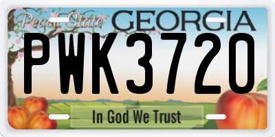 GA license plate PWK3720