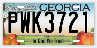 GA license plate PWK3721