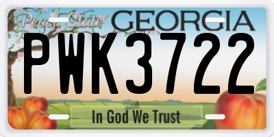 GA license plate PWK3722