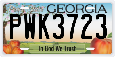 GA license plate PWK3723