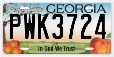 GA license plate PWK3724