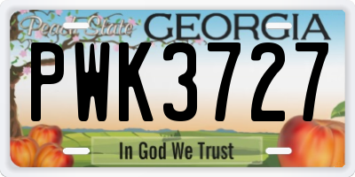 GA license plate PWK3727