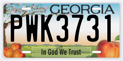 GA license plate PWK3731